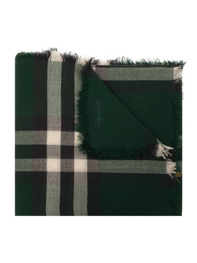 Check Print Wool Scarf Green - BURBERRY - BALAAN 3