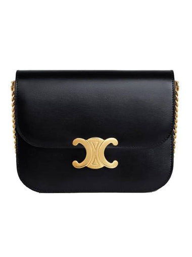 College Triomphe Shiny Calfskin Cross Bag Black - CELINE - BALAAN 1