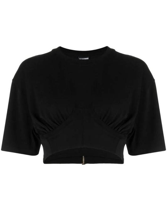 Le Caraco Crop Short Sleeve T-Shirt Black - JACQUEMUS - BALAAN 1