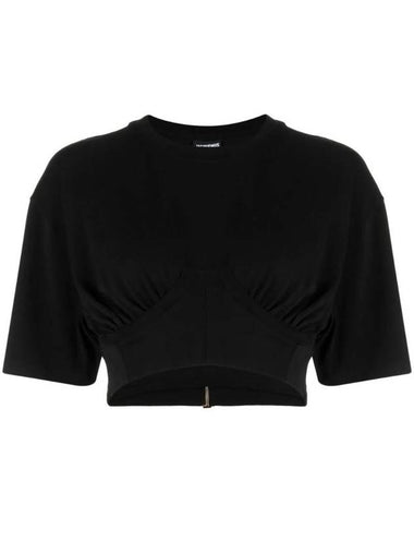 Le Caraco Crop Short Sleeve T-Shirt Black - JACQUEMUS - BALAAN 1