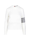 Milano Stitch Crewneck 4-Bar Cotton Crepe Knit Top White - THOM BROWNE - BALAAN 2