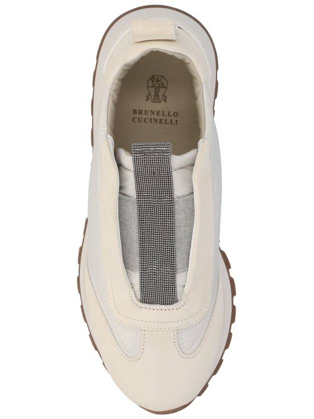 Suede Techno Runner Low Top Sneakers White - BRUNELLO CUCINELLI - BALAAN 5