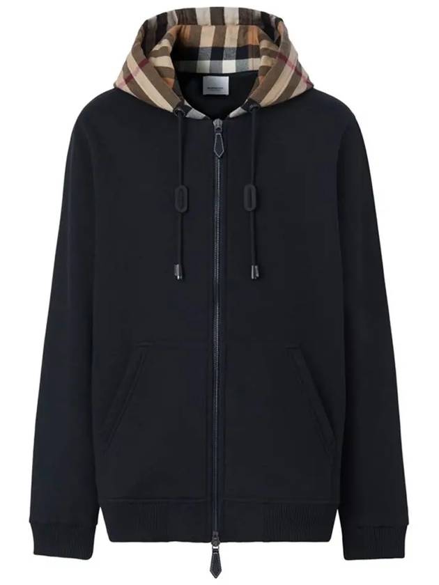 Check Hood Cotton Zip Up Hoodie Black Archive Beige - BURBERRY - BALAAN 3