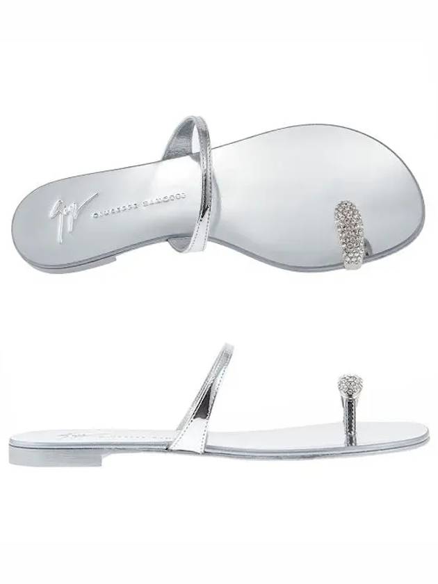 Women's Crystal Ring Leather Slippers Silver - GIUSEPPE ZANOTTI - BALAAN 2