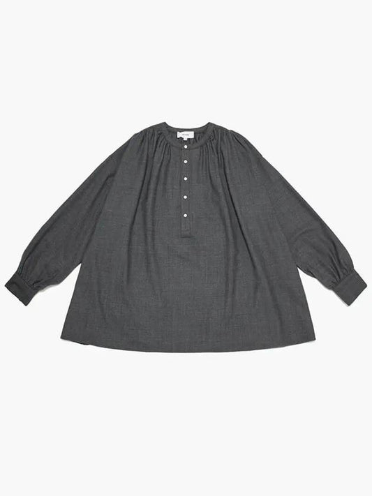 VIS A GATHERED WOOL CUPRO BLOUSE GRAY - VIS A VIS - BALAAN 1