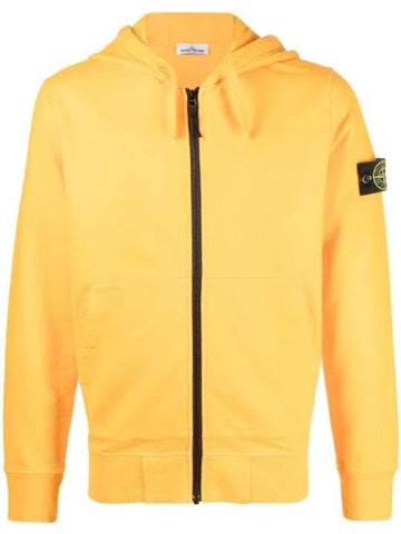 Wappen Patch Cotton Fleece Zip Up Hoodie Yellow - STONE ISLAND - BALAAN 1