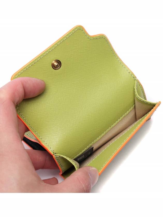 Saffiano Logo Trifold Bifold Wallet Green - MARNI - BALAAN.