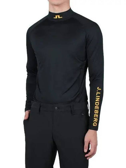 Men's Aello Print Soft Compression Golf Long Sleeve T-Shirt Black - J.LINDEBERG - BALAAN 2