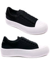 Deck Lace Up Plimsol Low Top Sneakers Black - ALEXANDER MCQUEEN - BALAAN 3