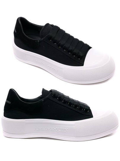 Deck Lace Up Plimsol Low Top Sneakers Black - ALEXANDER MCQUEEN - BALAAN 2