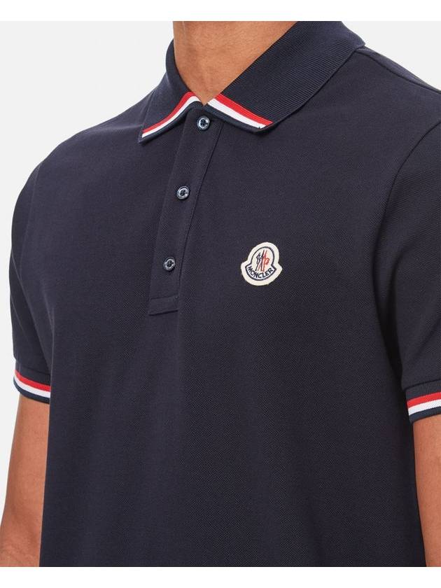 Logo Patch Three-Line Collar Short Sleeve Polo Shirt Navy - MONCLER - BALAAN 5