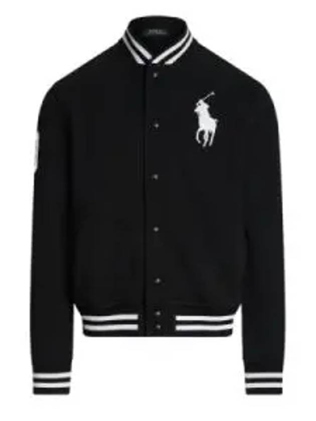 Embroidery Pony Logo Varsity Bomber Jacket Black - POLO RALPH LAUREN - BALAAN 2