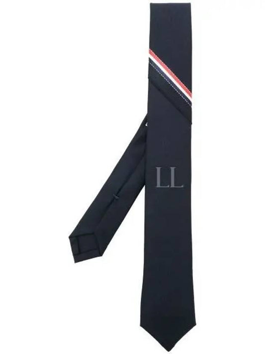 Three Stripes Classic RWB Selvedge Super 120 Count Wool Tie Navy - THOM BROWNE - BALAAN 2