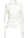 Cut-Out Polo Long-Sleeve T-Shirt White - HELMUT LANG - BALAAN 2