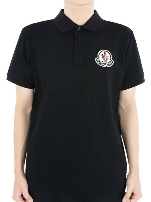 Logo Patch Cotton Polo Shirt Black - MONCLER - BALAAN 2