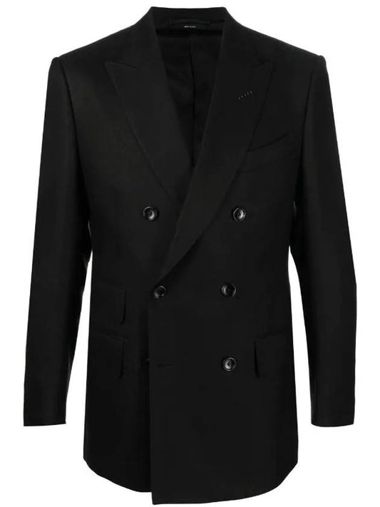 Men's Breasted Double Coat Black - TOM FORD - BALAAN 1