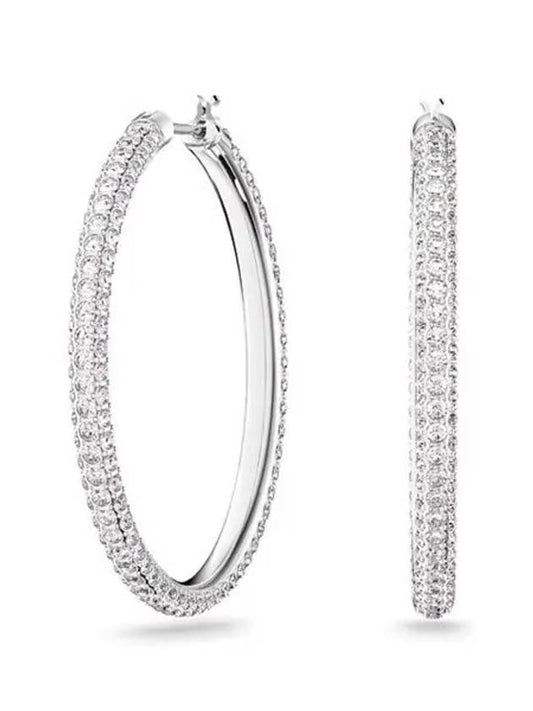 Dextera Hoop Pave Large Earrings Silver - SWAROVSKI - BALAAN 2