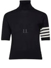 Fine Merino 4 Bar Relaxed Short Sleeve Turtleneck Navy - THOM BROWNE - BALAAN 2