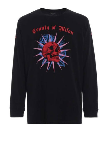 Skull Print Cotton Sweatshirt Black - MARCELO BURLON - BALAAN 1