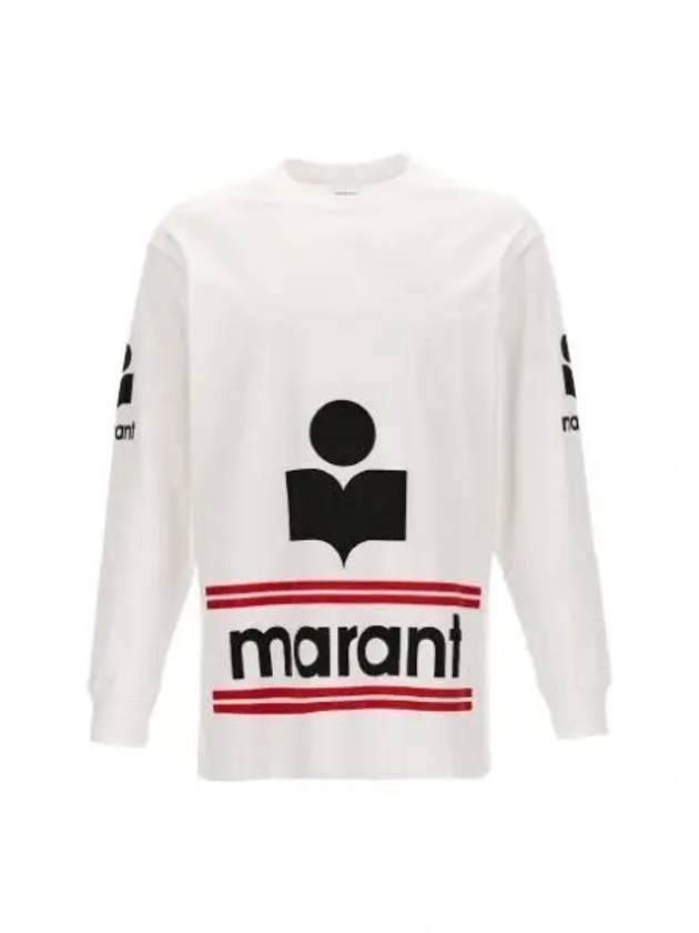 Logo Print Cotton Long Sleeve T Shirt White - ISABEL MARANT - BALAAN 2