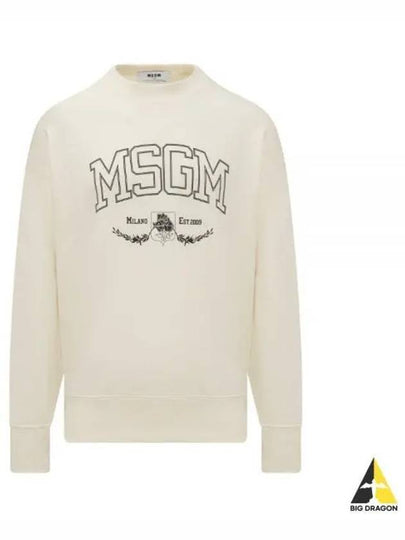 College Logo Crew Neck Cotton Sweatshirt Ivory - MSGM - BALAAN 2