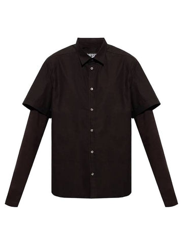 Marley Layered Cotton Long Sleeve Shirt Black - DIESEL - BALAAN 1