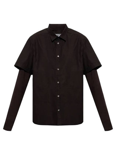 Marley Layered Cotton Long Sleeve Shirt Black - DIESEL - BALAAN 1