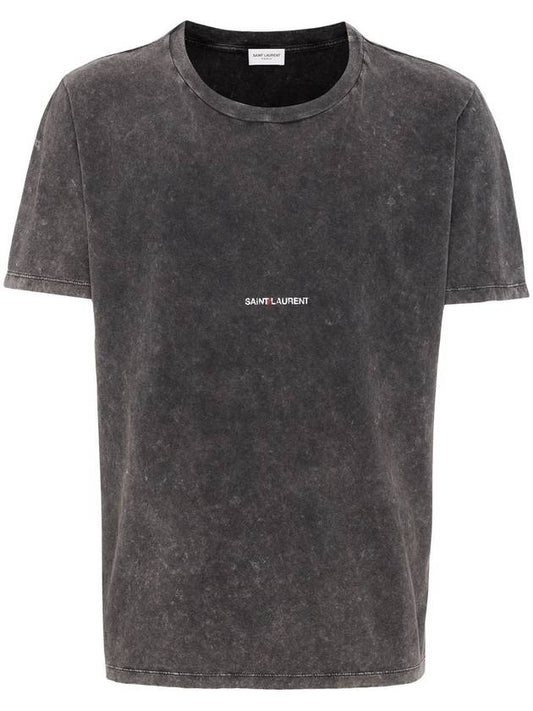 Logo Short Sleeve T-Shirt Black - SAINT LAURENT - BALAAN.