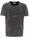 Destroyed Archive Logo Print Short Sleeve T-Shirt Black - SAINT LAURENT - BALAAN 1