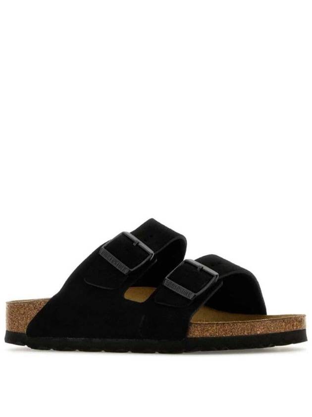 Arizona Suede Leather Slippers Black - BIRKENSTOCK - BALAAN 3