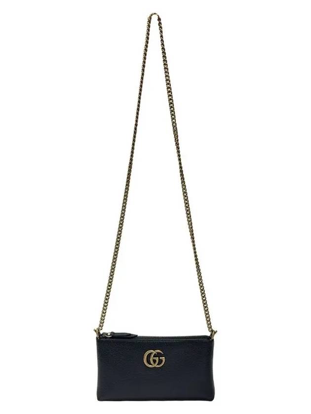 GG Logo Leather Square Chain Shoulder Bag Black - GUCCI - BALAAN 3