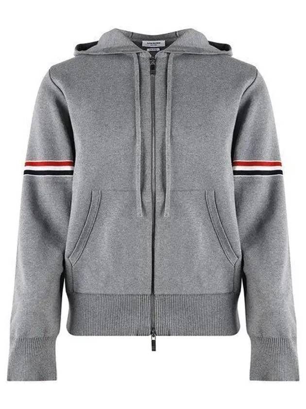 Cotton Milano Armband Zip Up Hoodie Light Grey - THOM BROWNE - BALAAN 2