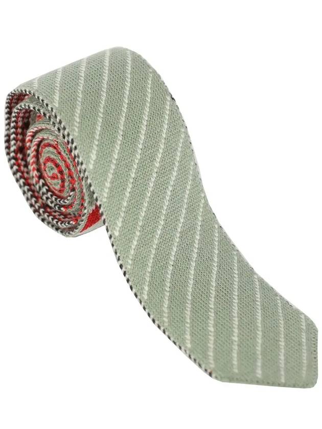 Chalk Stripe Knit Tie Green - THOM BROWNE - BALAAN 5