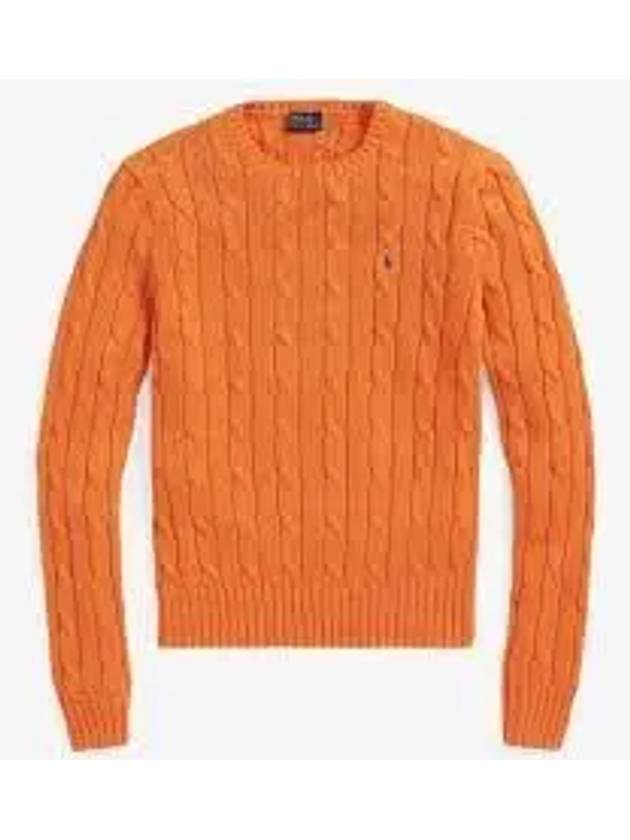 Embroidered Logo Pony Cable Knit Top Orange - POLO RALPH LAUREN - BALAAN 2