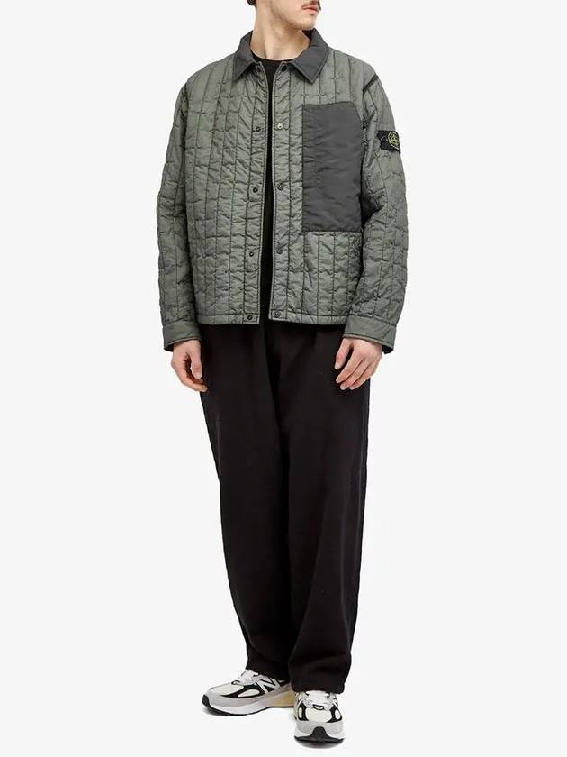 Men's Stella Wappen Patch Quilted Jacket Green - STONE ISLAND - BALAAN 5