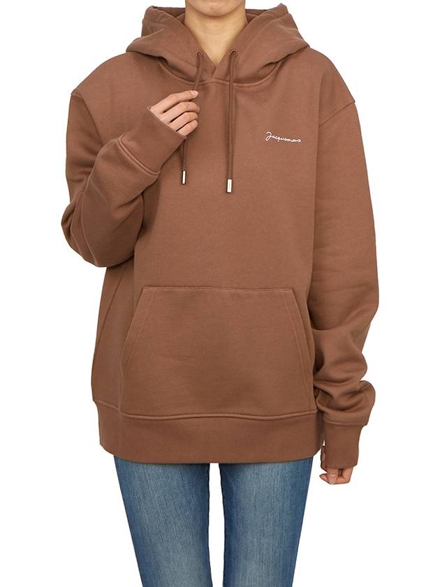 Le Brode Logo Cotton Hoodie Brown - JACQUEMUS - BALAAN 6