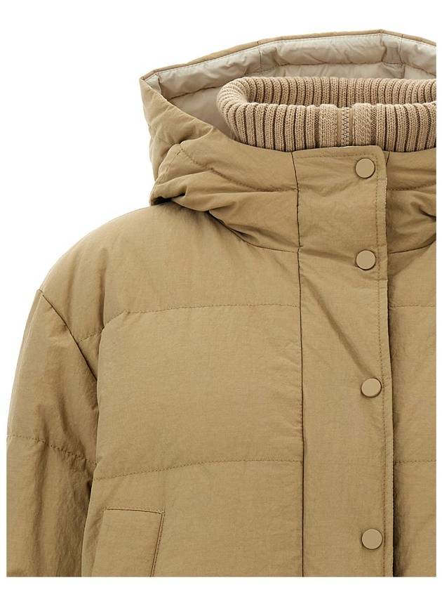 Brunello Cucinelli Hooded Knit Insert Down Jacket - BRUNELLO CUCINELLI - BALAAN 3