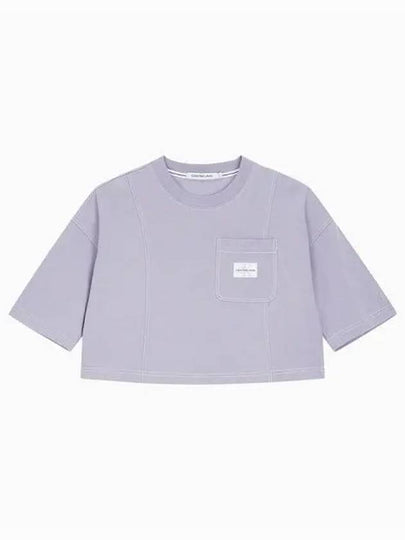 JEANS Women s Lavender Fashion Overfit Crop Tee J221706 PC1 - CALVIN KLEIN - BALAAN 2