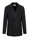 Double Breasted Smoking Jacket Black - AMI - BALAAN 2