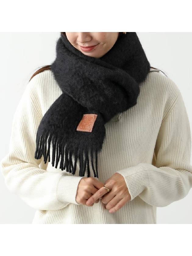 Anagram Fringe Mohair Scarf Black - LOEWE - BALAAN 4