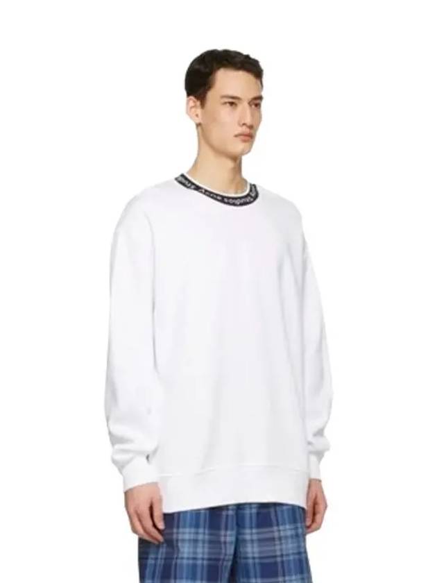 Logo Neck Brushed Sweatshirt Optic White - ACNE STUDIOS - BALAAN.