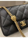 New Mini Caviar Heart Ball Flap Chain Cross Bag Black Gold AS3828 - CHANEL - BALAAN 5