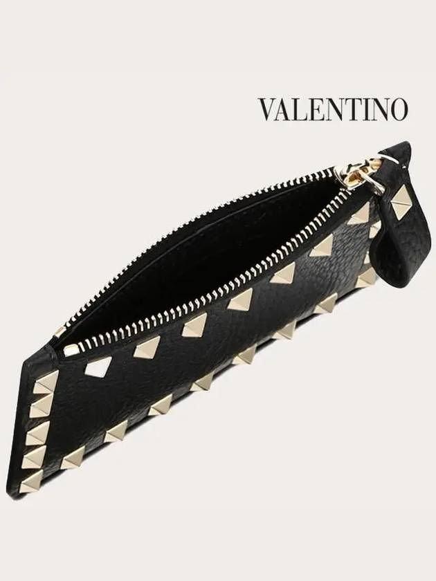 Rockstud Zipper Card Wallet Black - VALENTINO - BALAAN 8