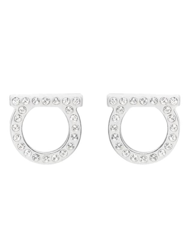 Gancini Crystal Large Earrings Silver - SALVATORE FERRAGAMO - BALAAN 1