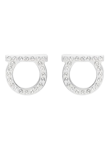 Gancini Crystal Large Earrings Silver - SALVATORE FERRAGAMO - BALAAN 1