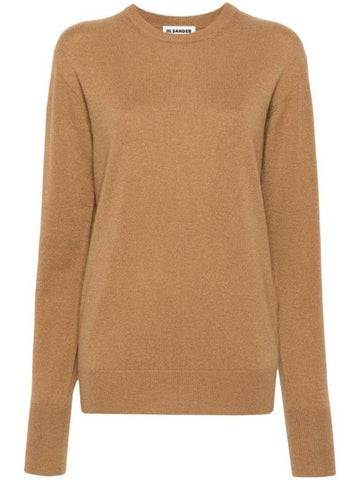 Crew neck cashmere knit top brown - JIL SANDER - BALAAN 1