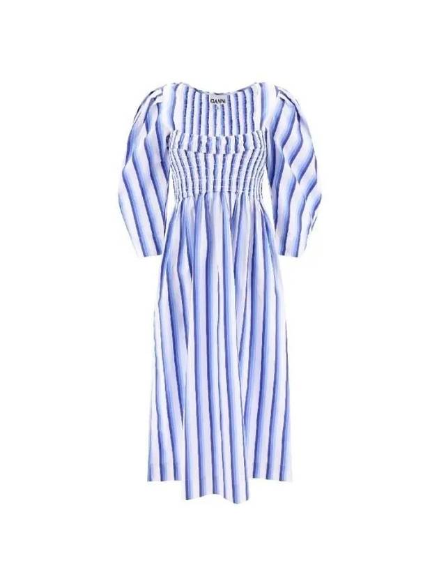 Striped Long Dress Blue - GANNI - BALAAN 2