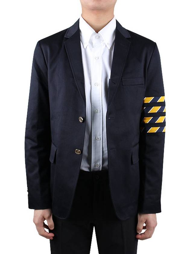 4 Bar Unconstructed Cotton Twill Classic Sports Jacket Navy - THOM BROWNE - BALAAN 4