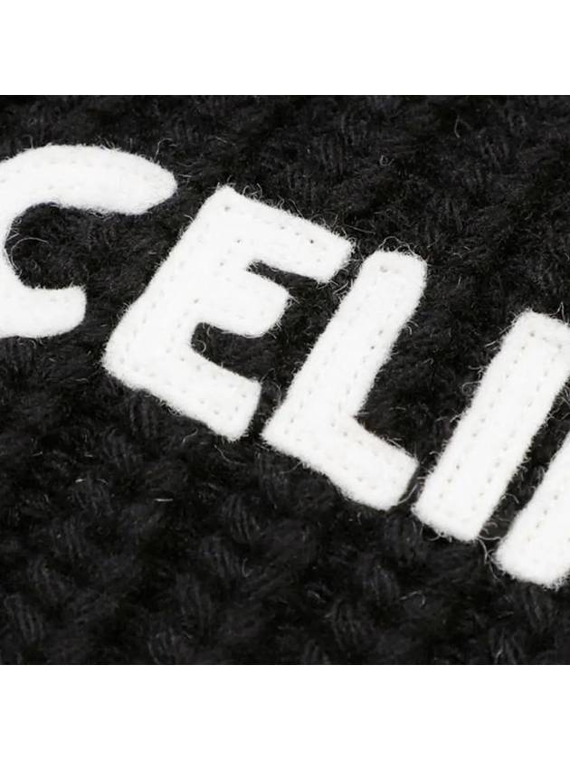 Logo Ribbed Wool Muffler Black - CELINE - BALAAN 5