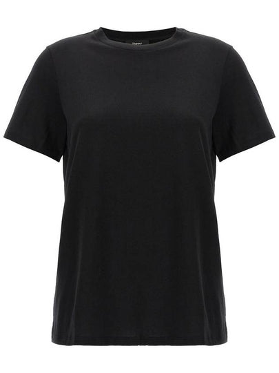 Women's Easy Organic Cotton Short Sleeve T-Shirt Black - THEORY - BALAAN 2